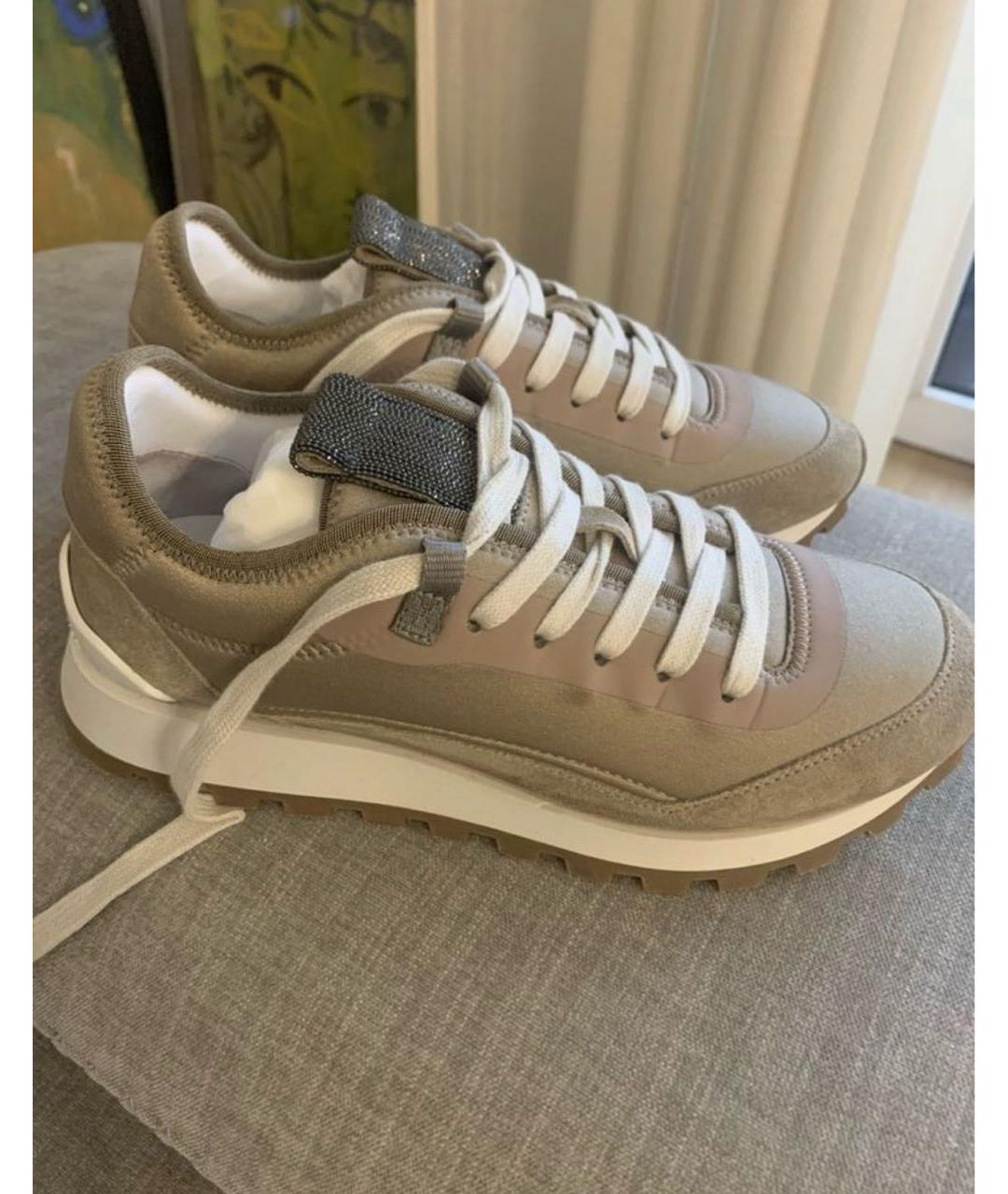 BRUNELLO CUCINELLI Бежевые замшевые кроссовки, фото 9