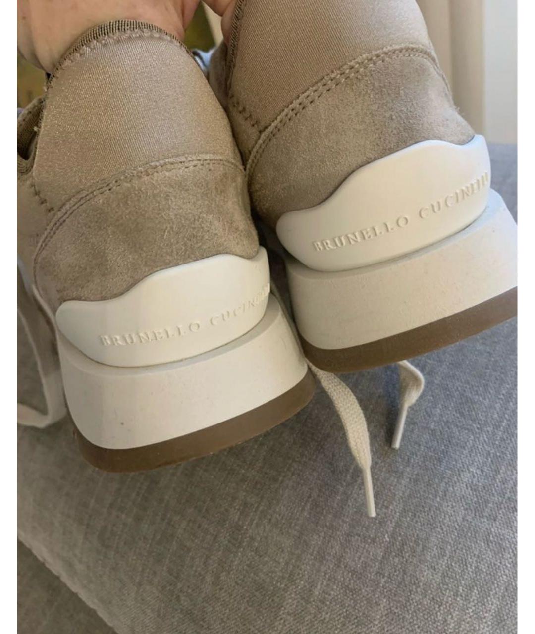 BRUNELLO CUCINELLI Бежевые замшевые кроссовки, фото 6