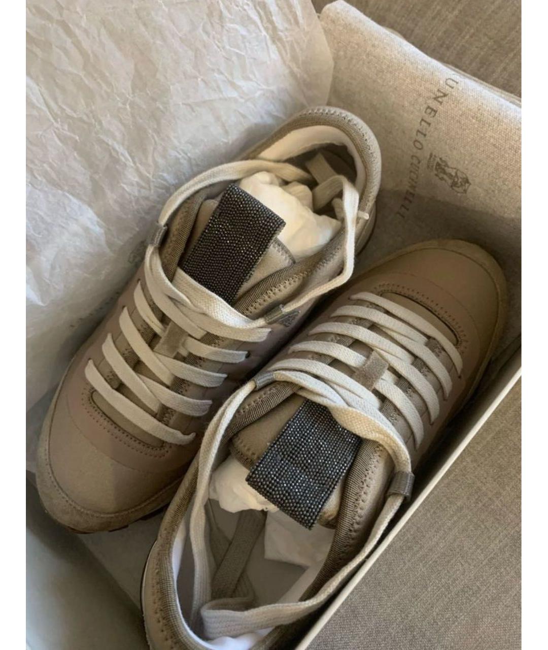 BRUNELLO CUCINELLI Бежевые замшевые кроссовки, фото 8