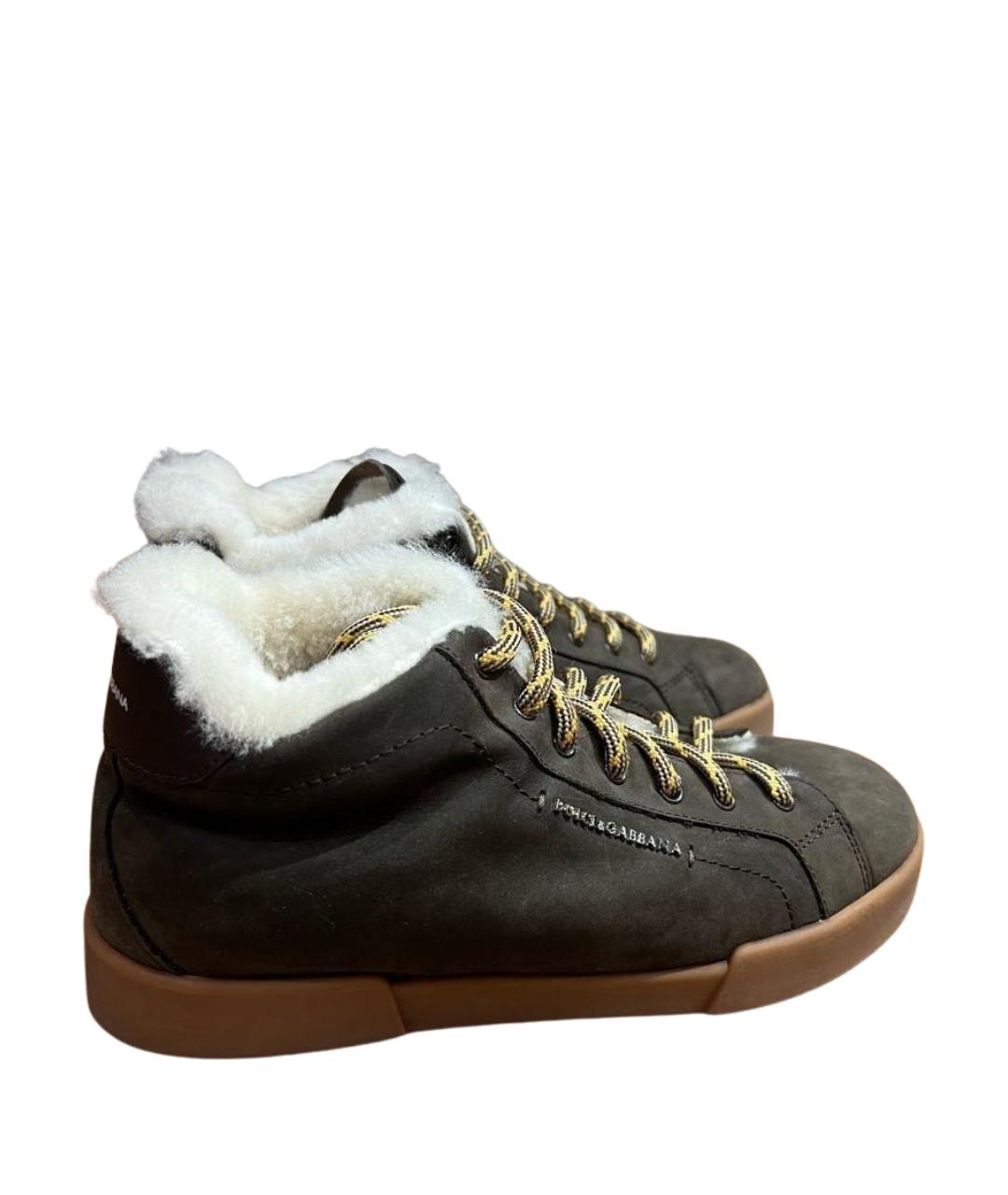 DOLCE&GABBANA Коричневые замшевые кеды, фото 1