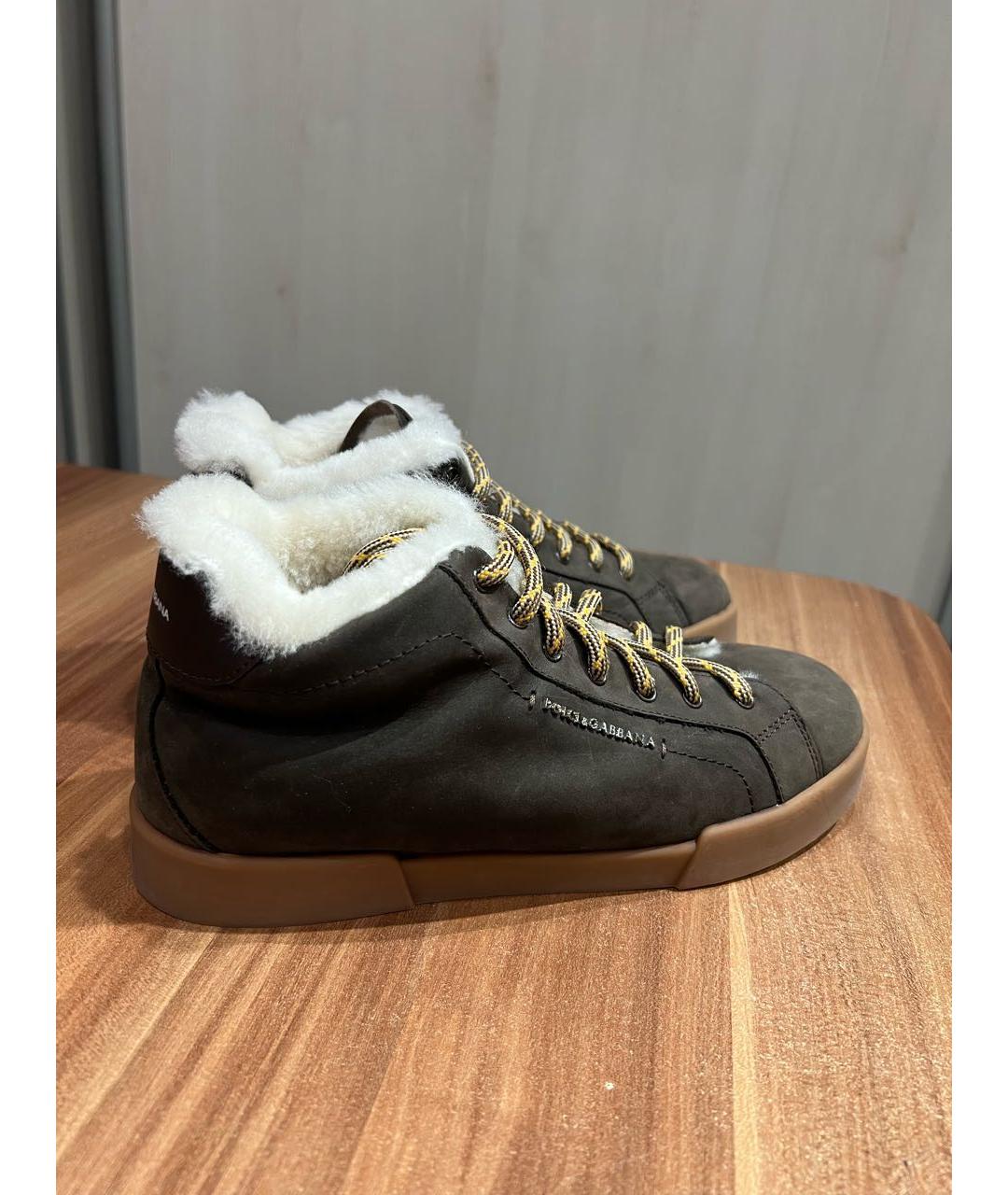 DOLCE&GABBANA Коричневые замшевые кеды, фото 8