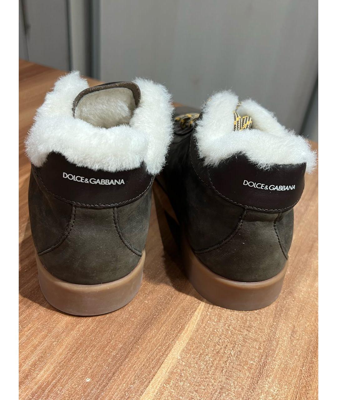 DOLCE&GABBANA Коричневые замшевые кеды, фото 5
