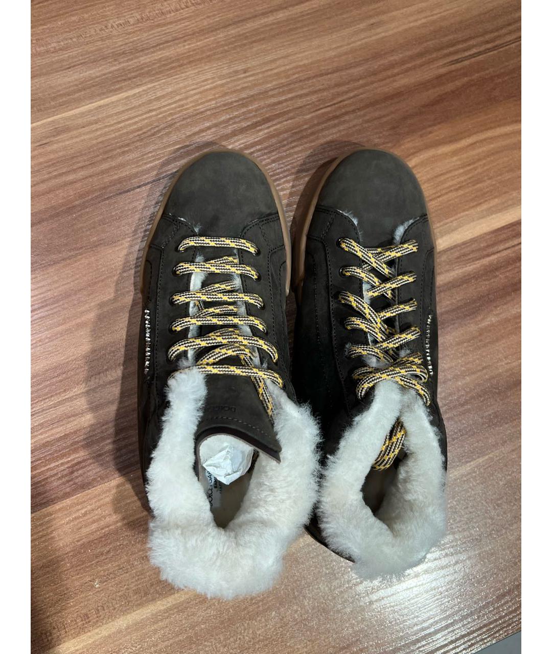 DOLCE&GABBANA Коричневые замшевые кеды, фото 3