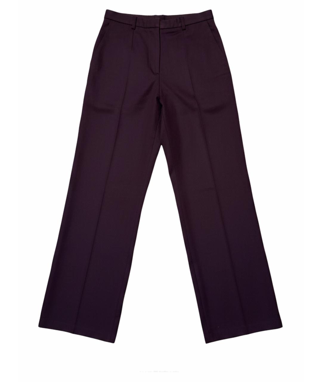 HERMES Бордовые шерстяные прямые брюки, фото 1