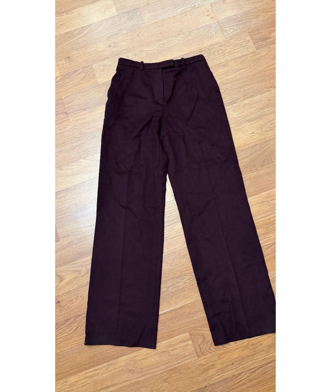 HERMES Бордовые шерстяные прямые брюки, фото 4