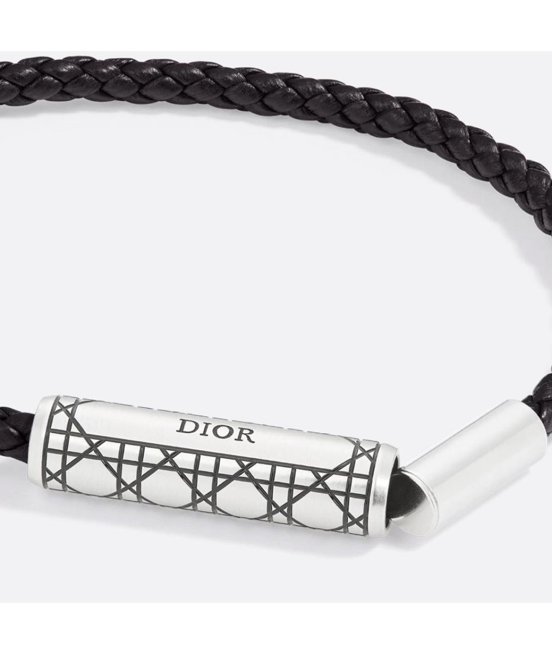 CHRISTIAN DIOR Черный кожаный браслет, фото 2