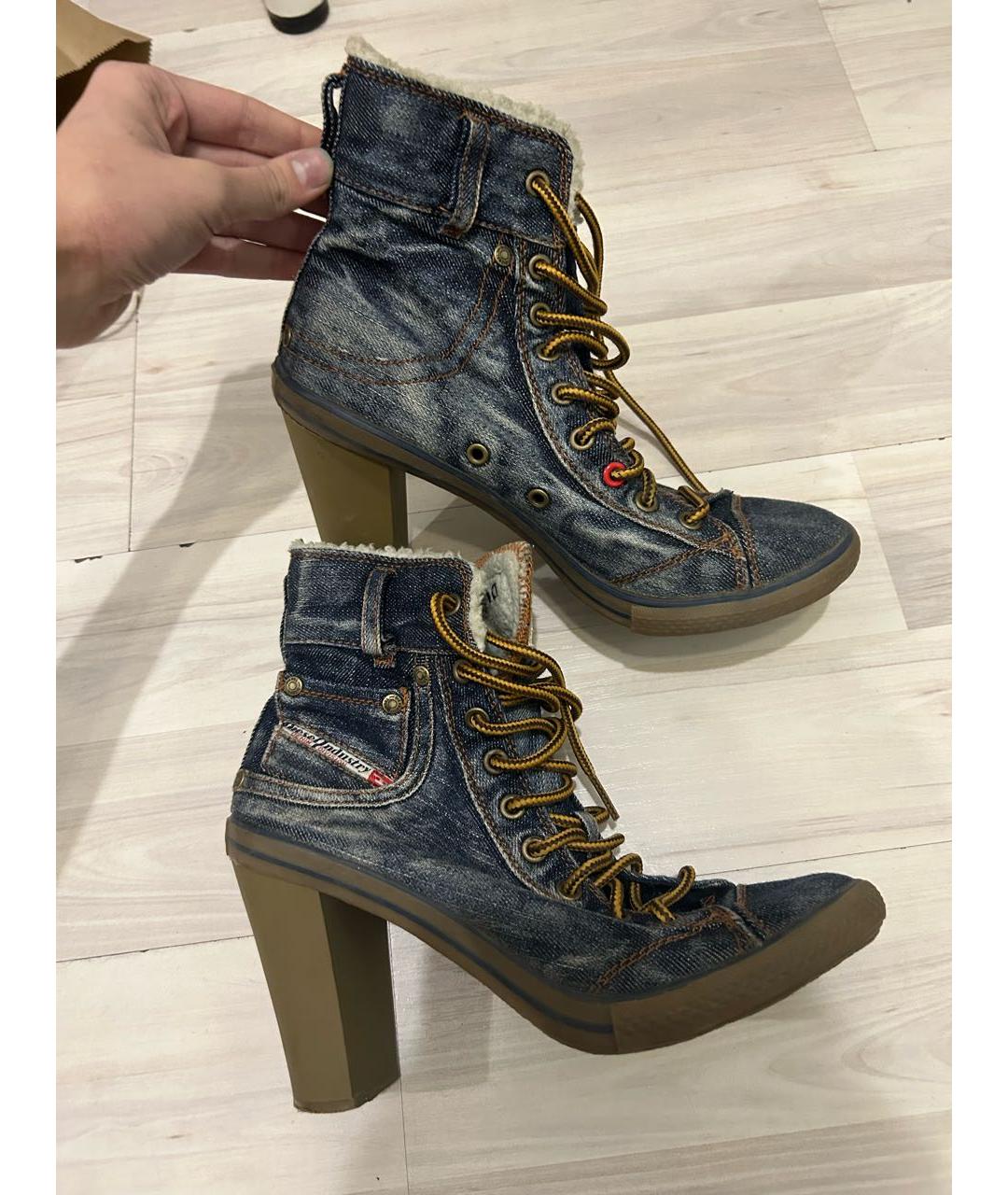 DIESEL Темно-синие текстильные ботильоны, фото 2