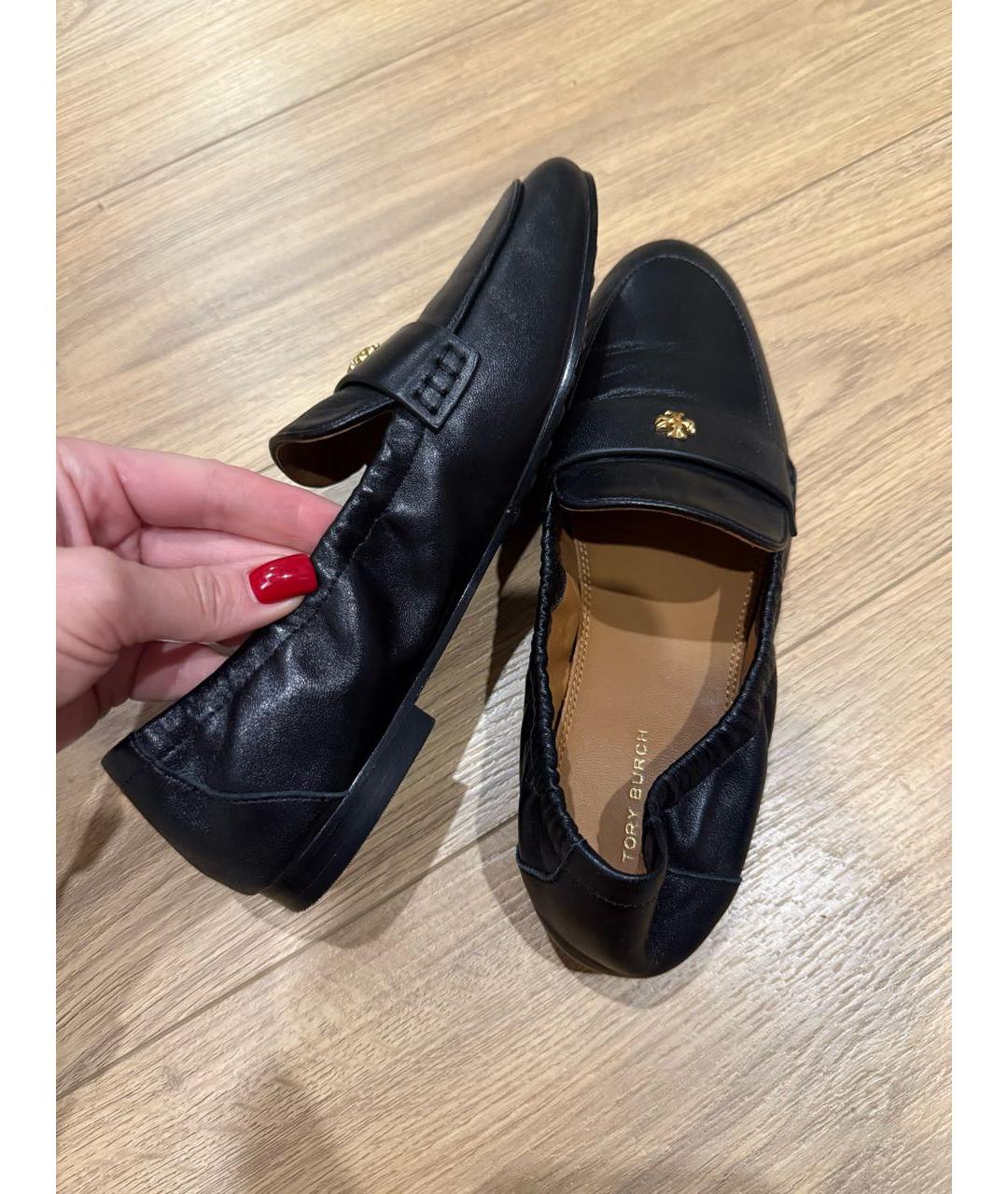 TORY BURCH Черные кожаные лоферы, фото 3