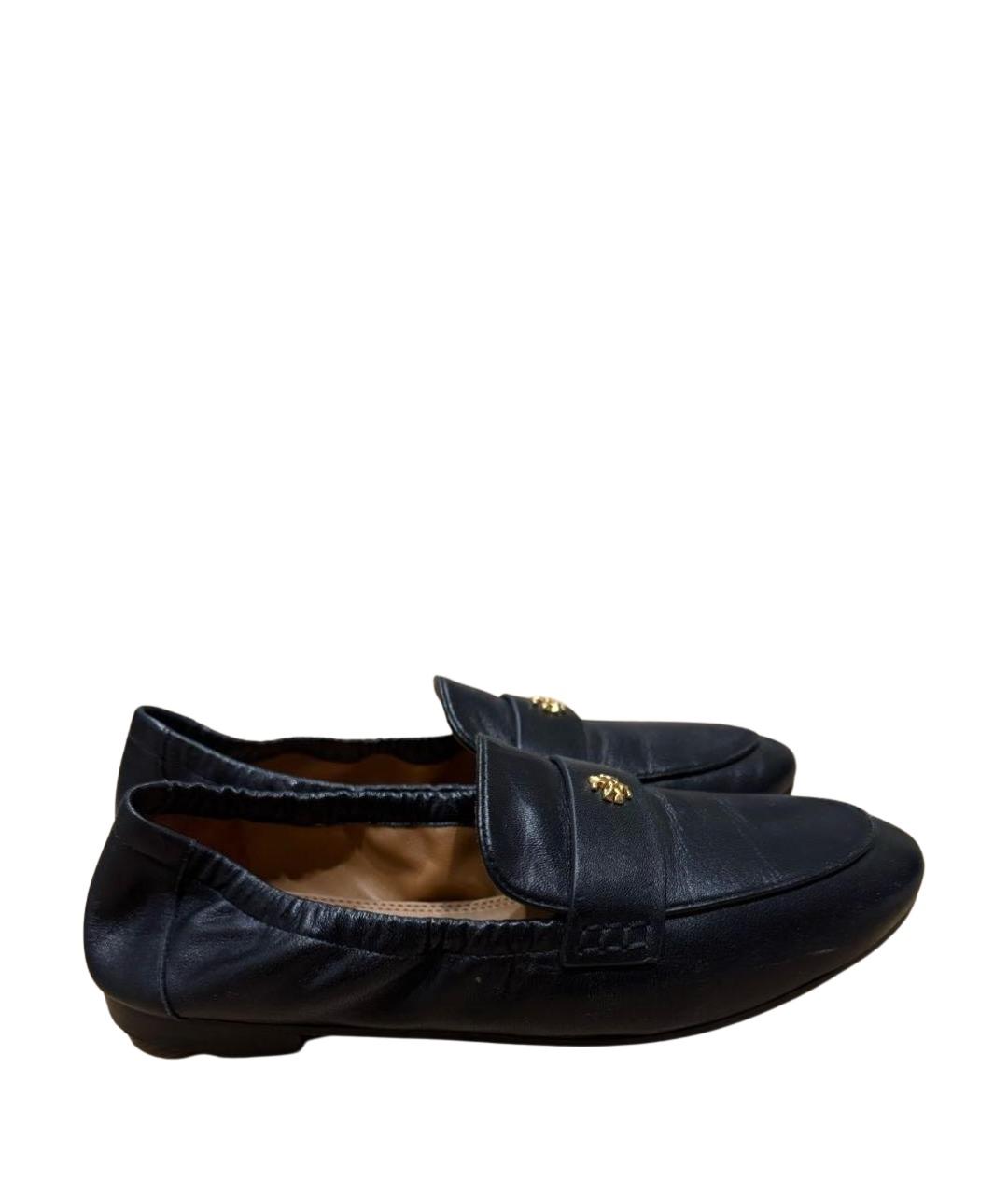 TORY BURCH Черные кожаные лоферы, фото 1