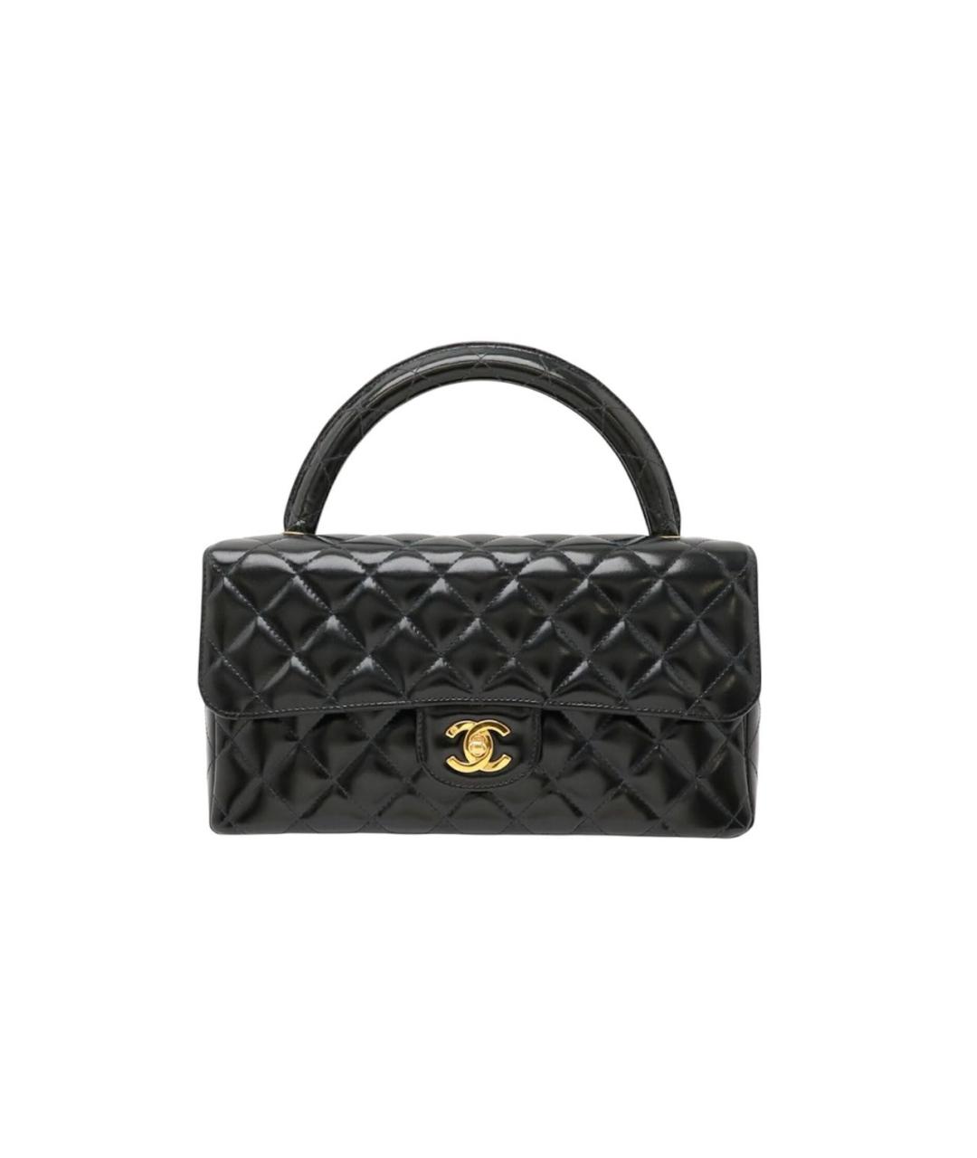 CHANEL Черная кожаная сумка с короткими ручками, фото 1