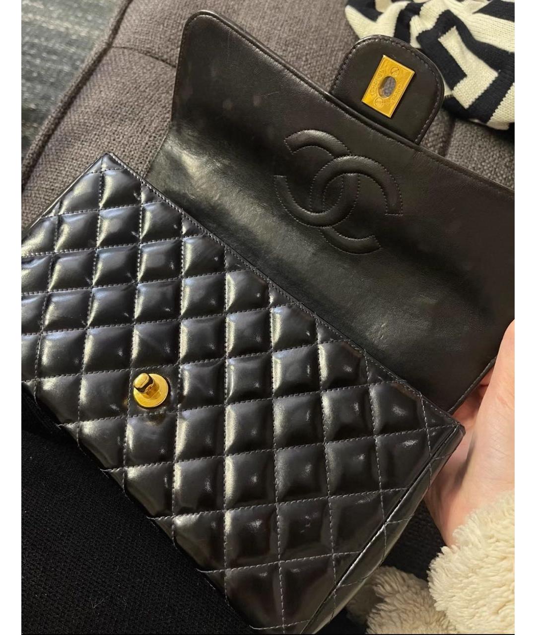 CHANEL Черная кожаная сумка с короткими ручками, фото 4