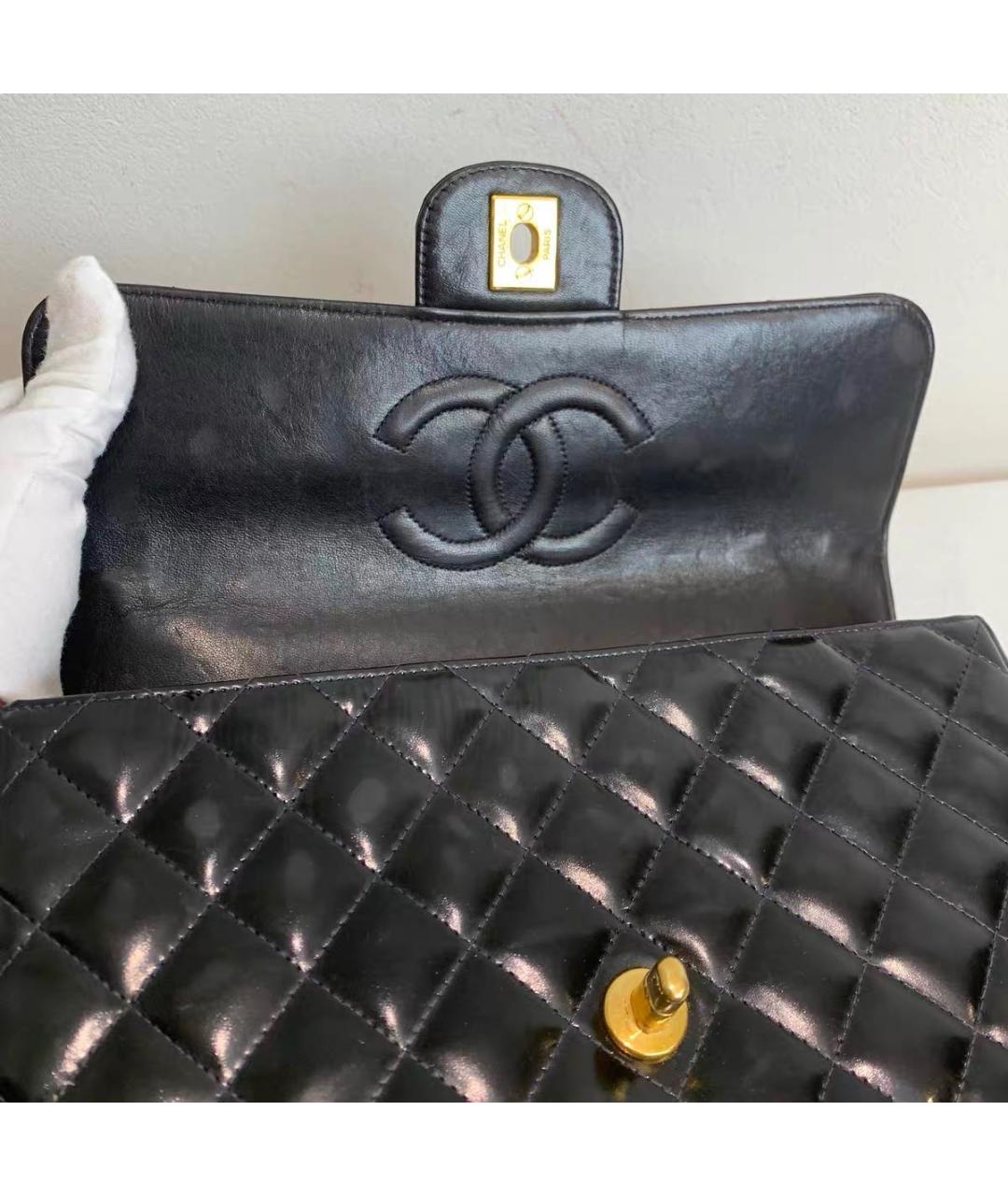 CHANEL Черная кожаная сумка с короткими ручками, фото 7