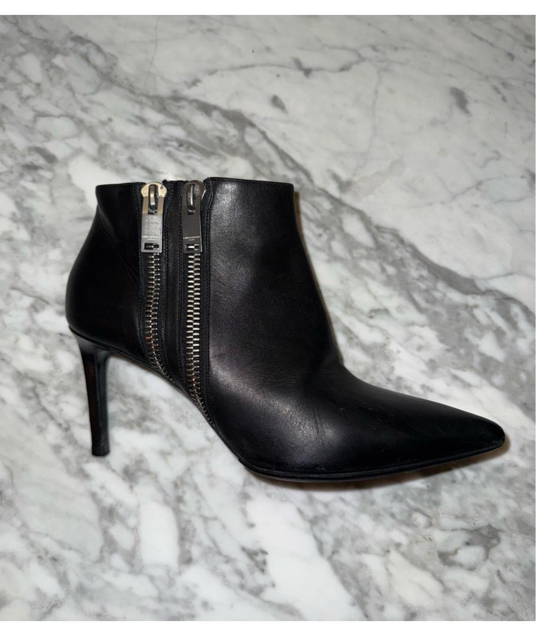 SAINT LAURENT Черные кожаные ботильоны, фото 5