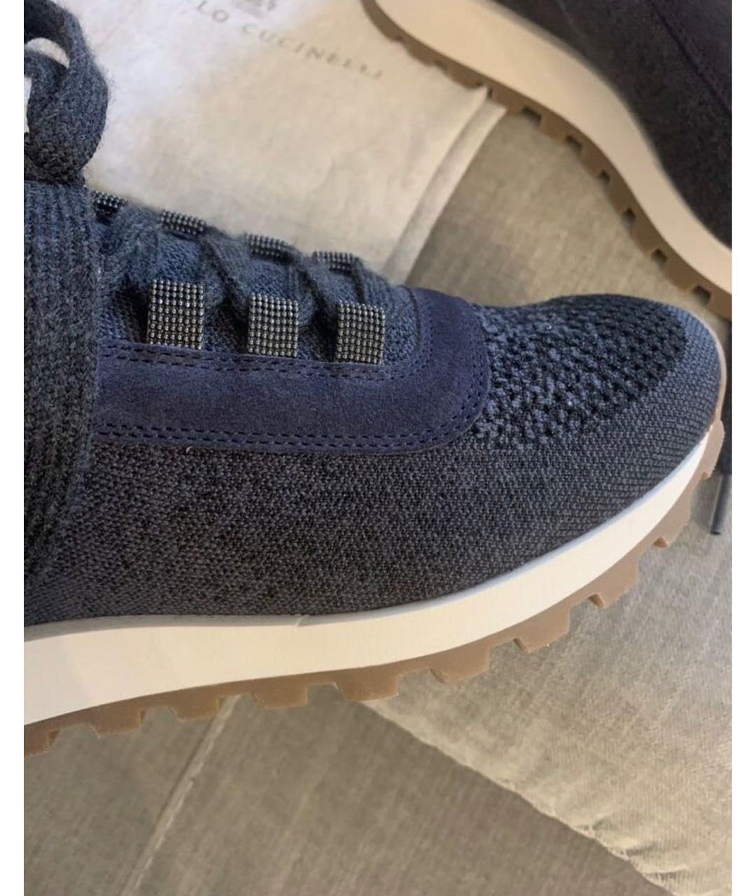 BRUNELLO CUCINELLI Темно-синие текстильные кроссовки, фото 6