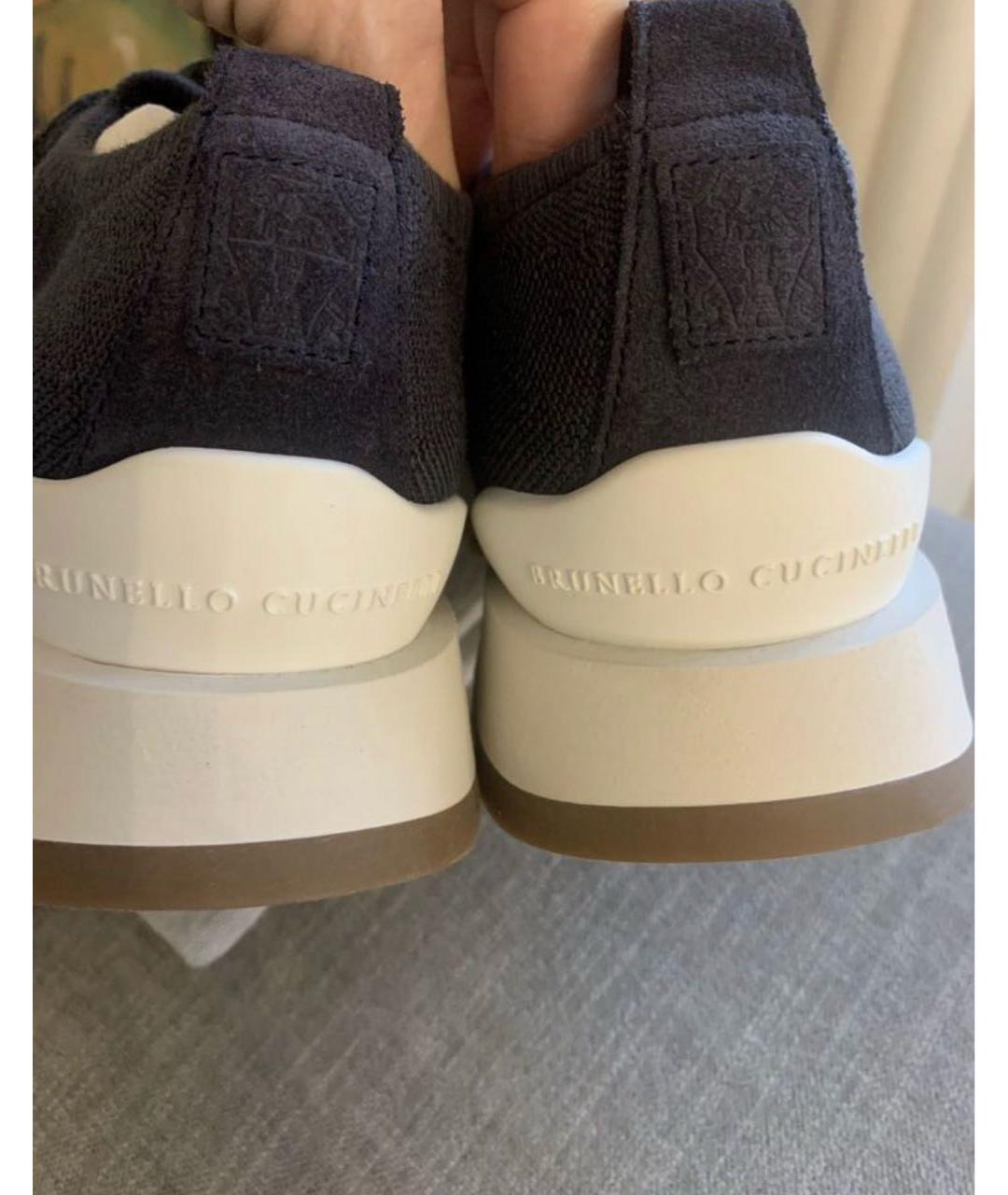 BRUNELLO CUCINELLI Темно-синие текстильные кроссовки, фото 4