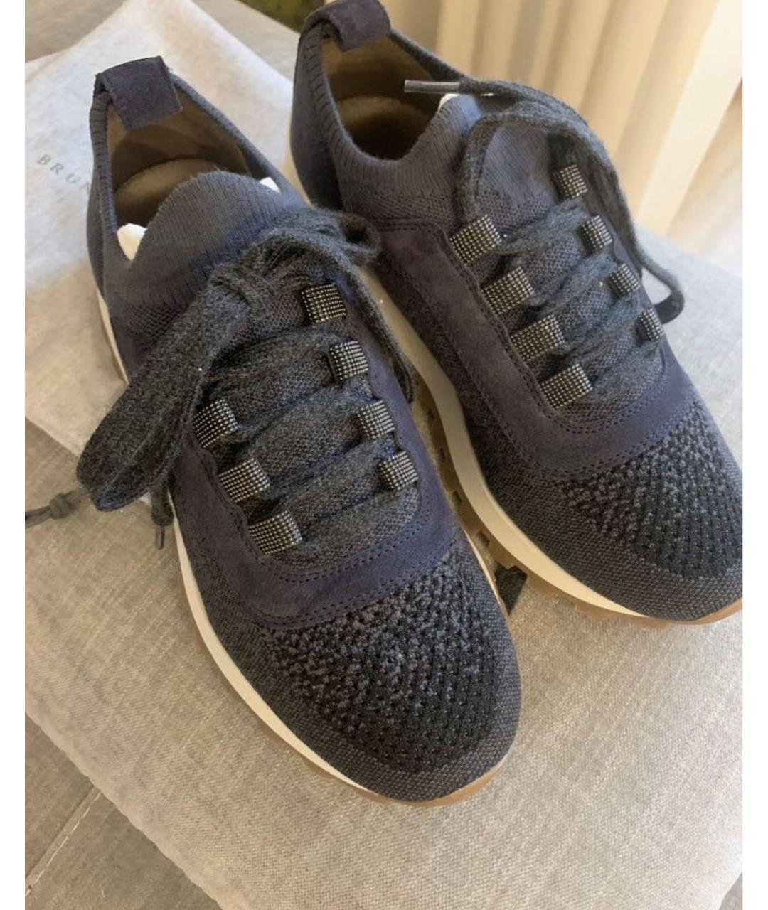 BRUNELLO CUCINELLI Темно-синие текстильные кроссовки, фото 2