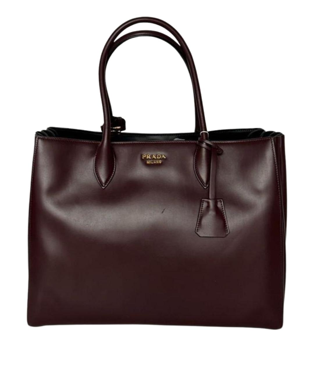 PRADA Бордовая кожаная сумка тоут, фото 1