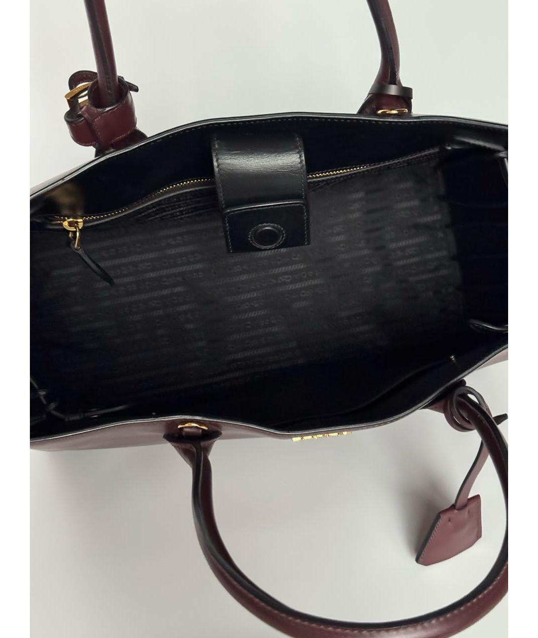PRADA Бордовая кожаная сумка тоут, фото 3