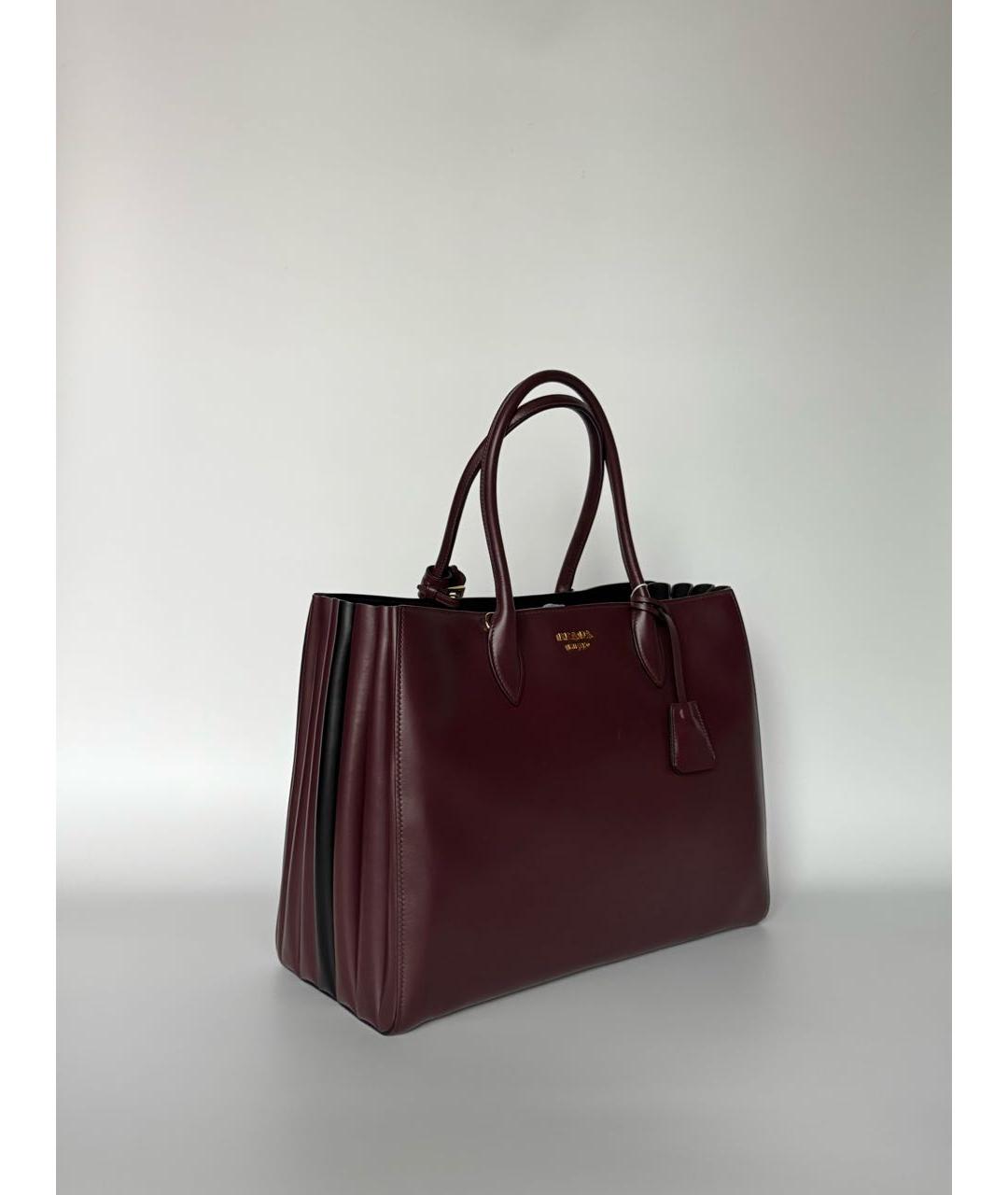 PRADA Бордовая кожаная сумка тоут, фото 2