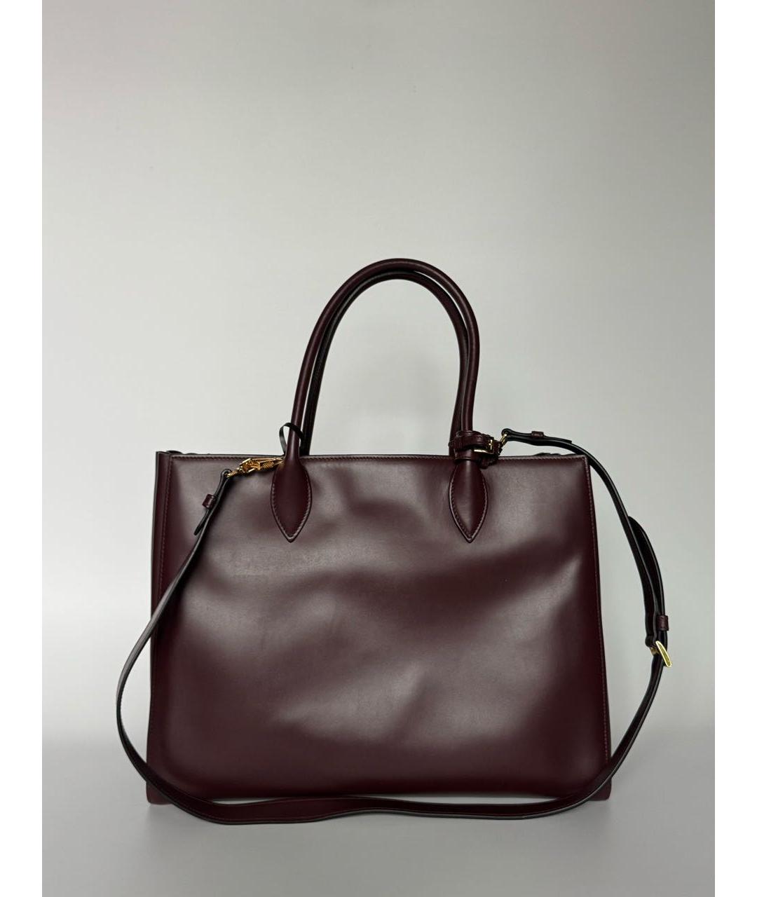 PRADA Бордовая кожаная сумка тоут, фото 4