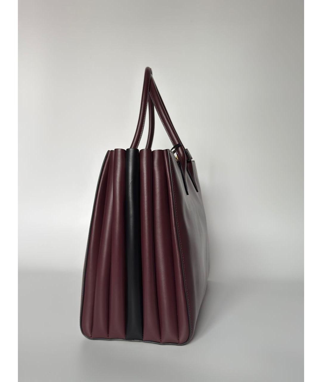 PRADA Бордовая кожаная сумка тоут, фото 7