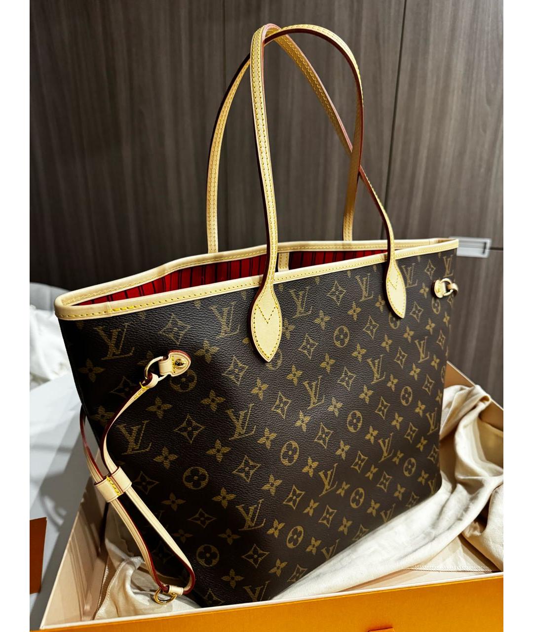 LOUIS VUITTON Коричневая кожаная сумка тоут, фото 6