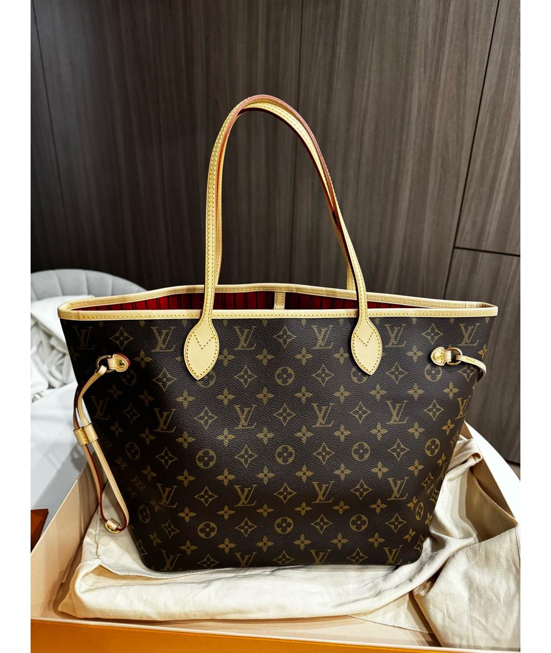 LOUIS VUITTON Коричневая кожаная сумка тоут, фото 2