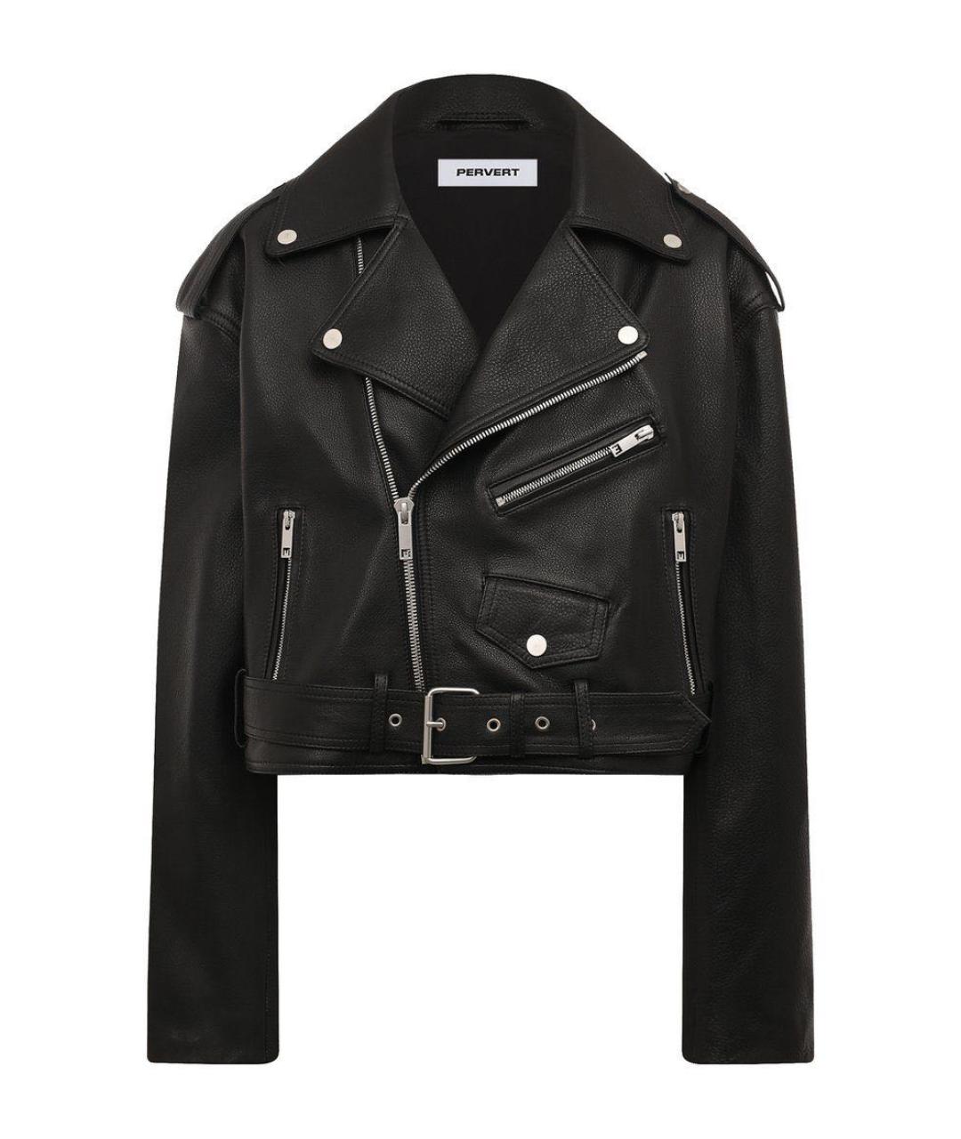 PERVERT Черная кожаная куртка, фото 5