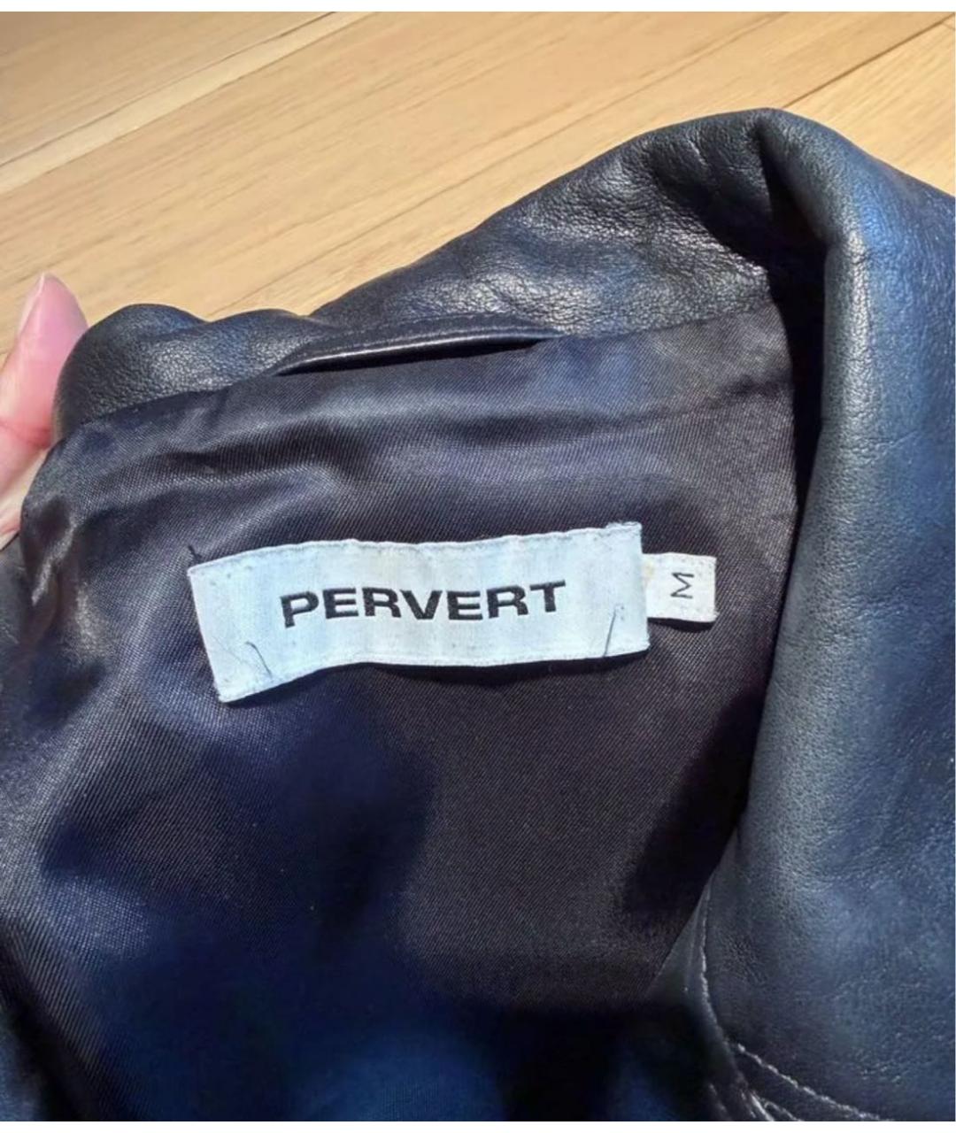 PERVERT Черная кожаная куртка, фото 4