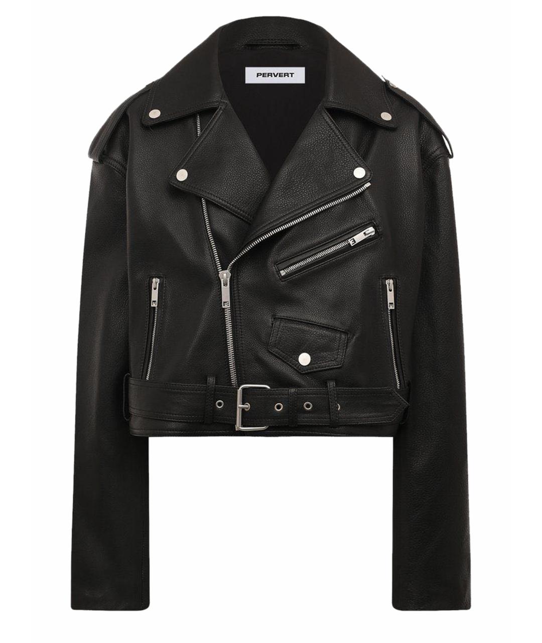 PERVERT Черная кожаная куртка, фото 1