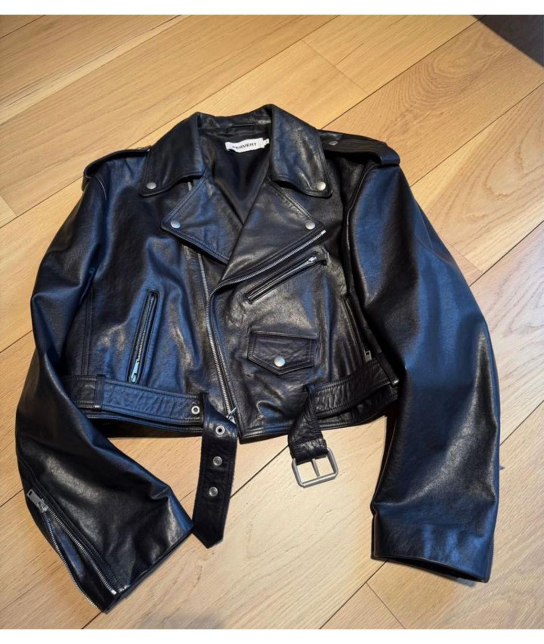 PERVERT Черная кожаная куртка, фото 2