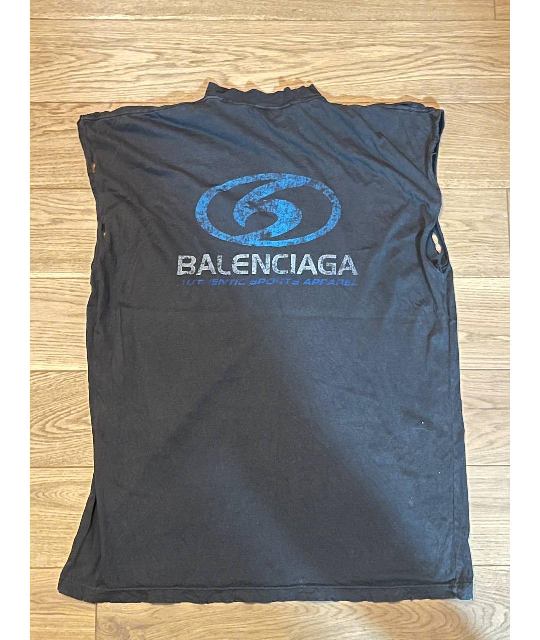 BALENCIAGA Черная хлопковая майка, фото 5