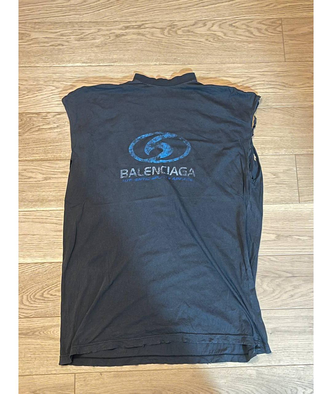 BALENCIAGA Черная хлопковая майка, фото 2