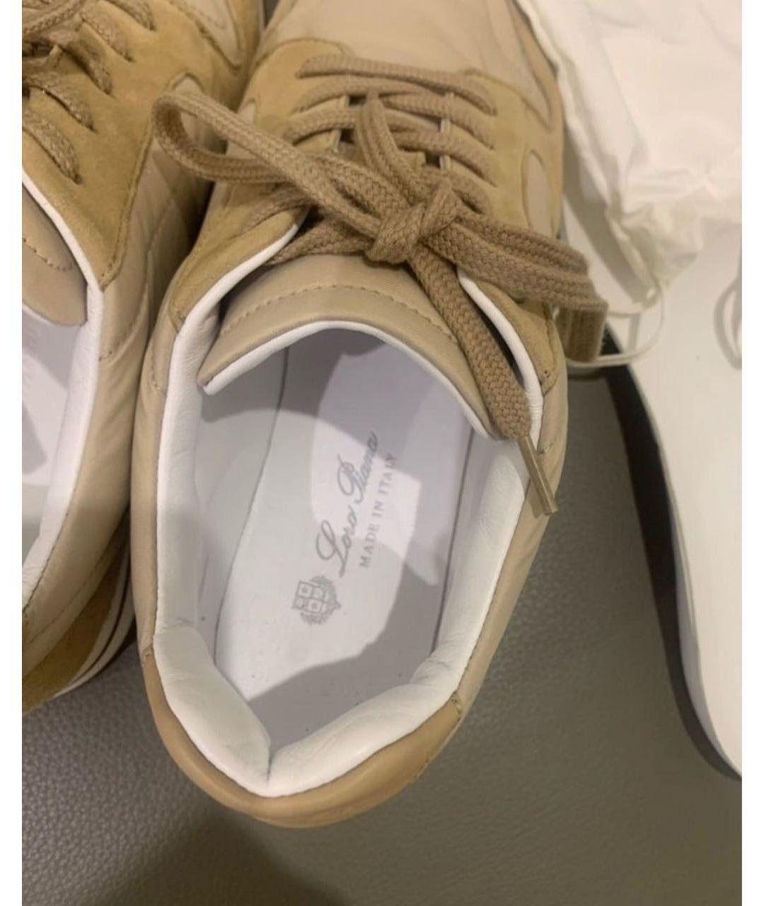 LORO PIANA Бежевые замшевые кроссовки, фото 8