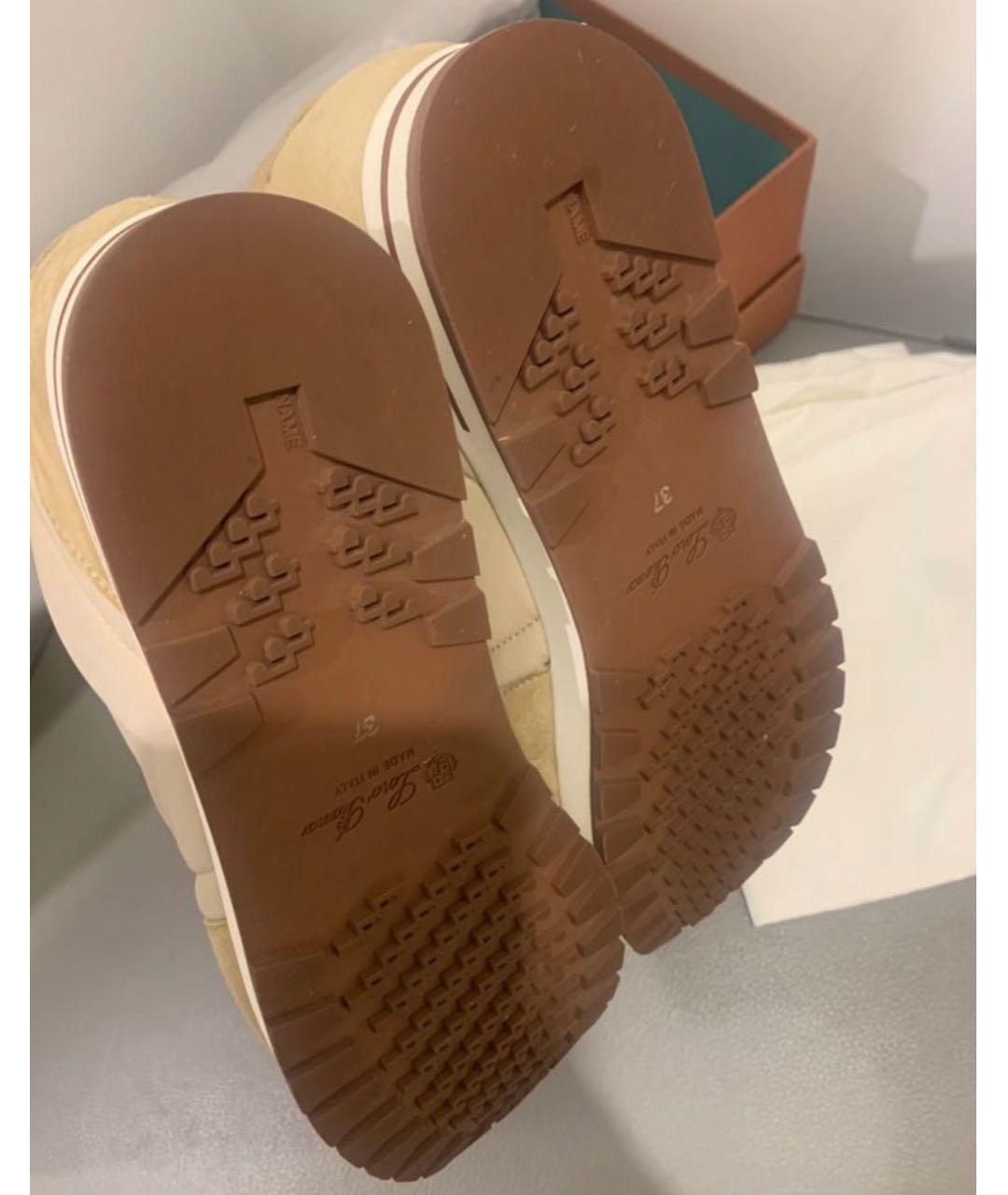 LORO PIANA Бежевые замшевые кроссовки, фото 6