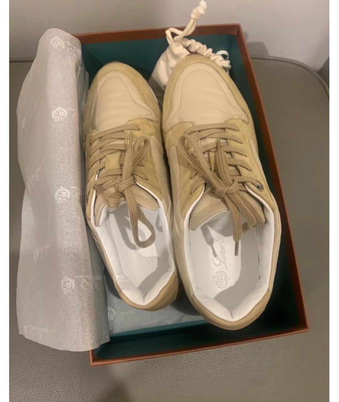 LORO PIANA Бежевые замшевые кроссовки, фото 2