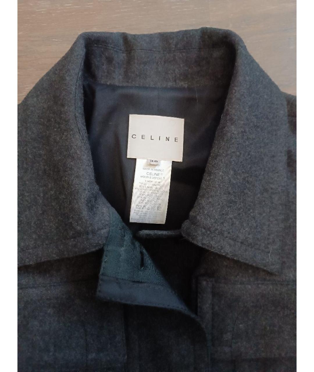 CELINE Антрацитовый шерстяной жакет/пиджак, фото 3