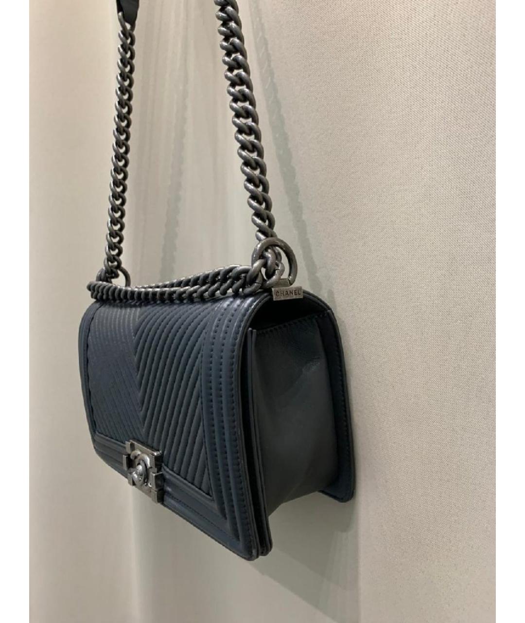 CHANEL Антрацитовая кожаная сумка через плечо, фото 3