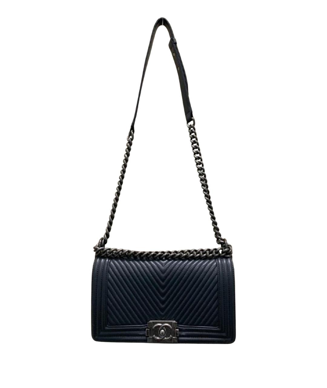 CHANEL Антрацитовая кожаная сумка через плечо, фото 1