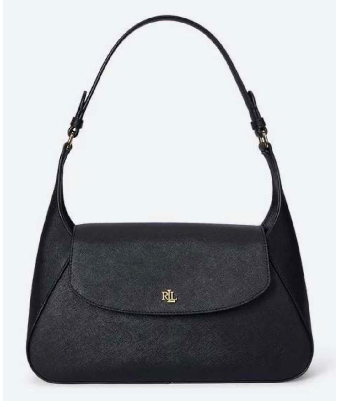 RALPH LAUREN Черная кожаная сумка через плечо, фото 3