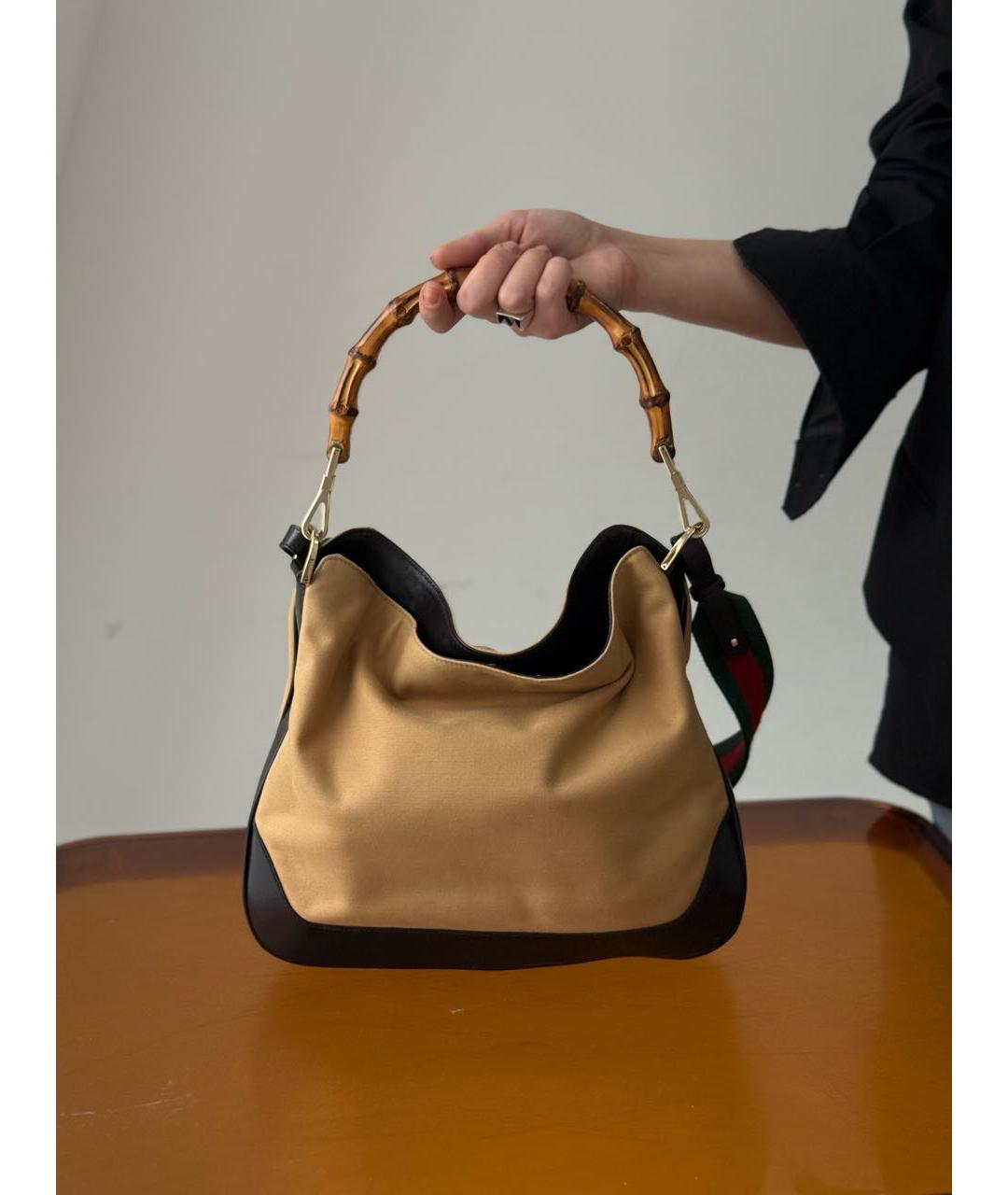 GUCCI Бежевая кожаная сумка с короткими ручками, фото 9