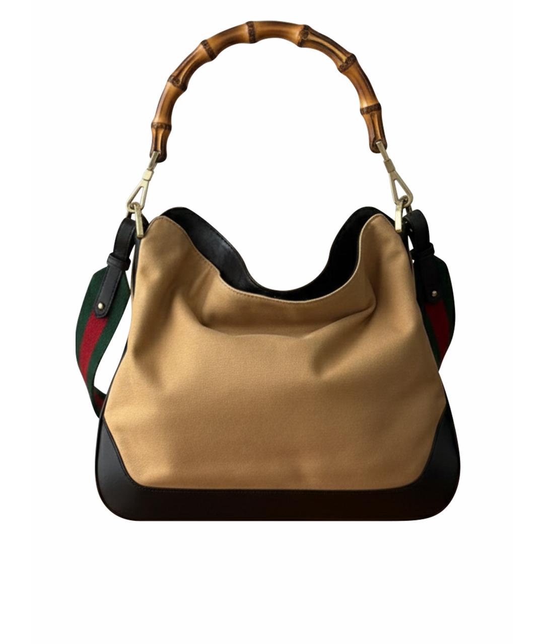 GUCCI Бежевая кожаная сумка с короткими ручками, фото 1