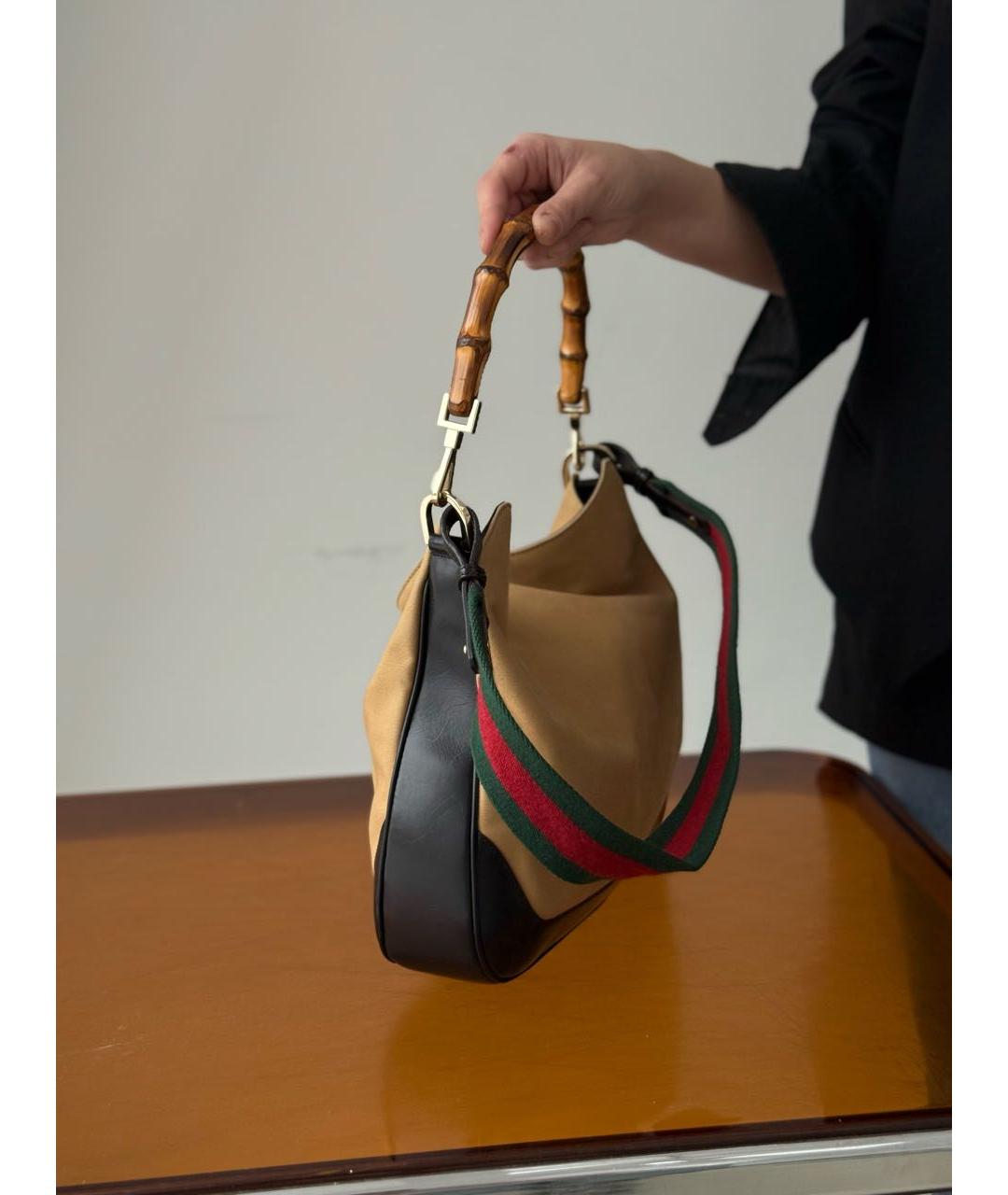 GUCCI Бежевая кожаная сумка с короткими ручками, фото 4