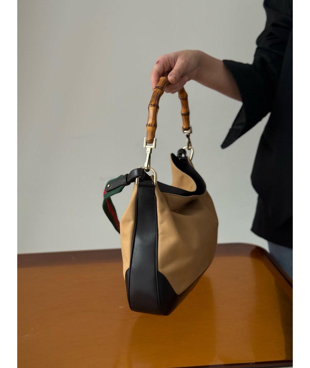 GUCCI Бежевая кожаная сумка с короткими ручками, фото 2