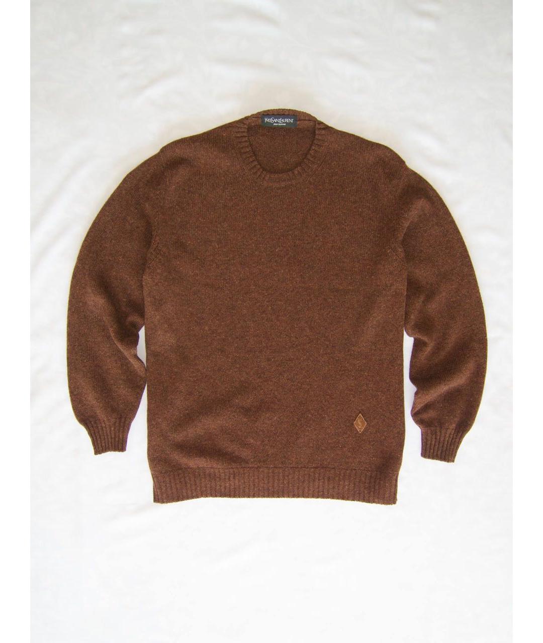 SAINT LAURENT Коричневый шерстяной джемпер / свитер, фото 6