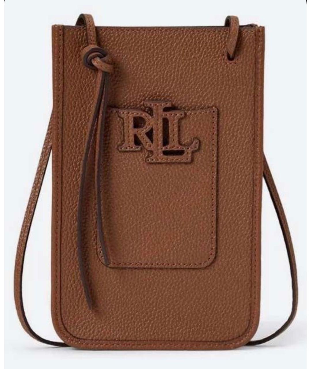 RALPH LAUREN Коричневая кожаная сумка через плечо, фото 3