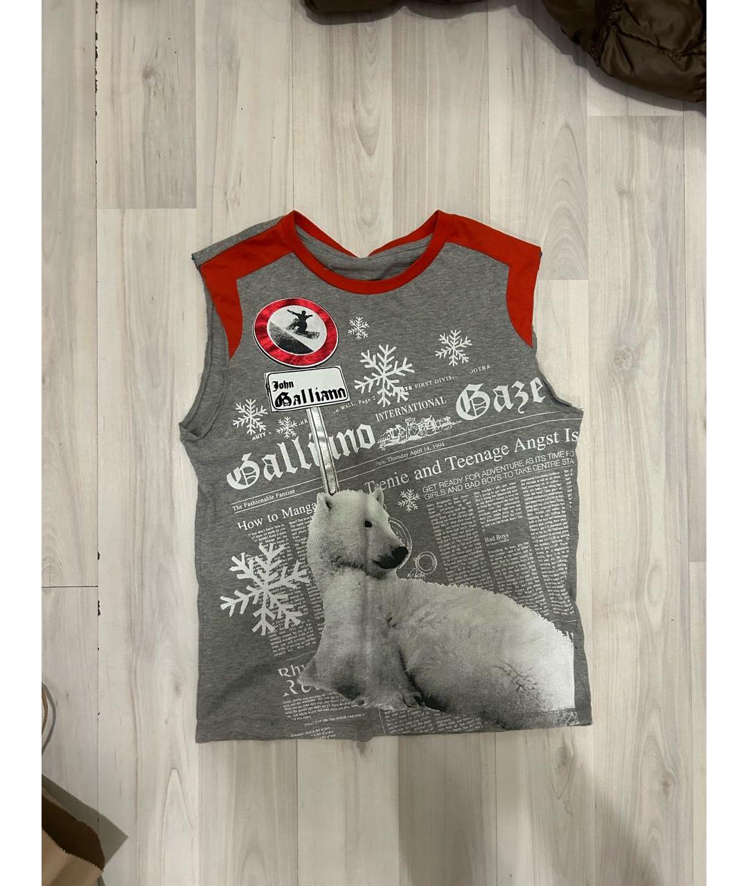 JOHN GALLIANO Серая хлопковая футболка, фото 1