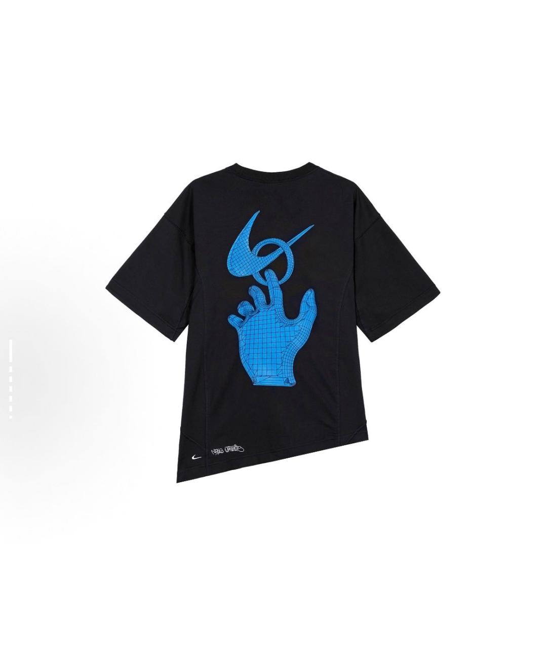 NIKE X OFF-WHITE Черная хлопко-полиэстеровая футболка, фото 2