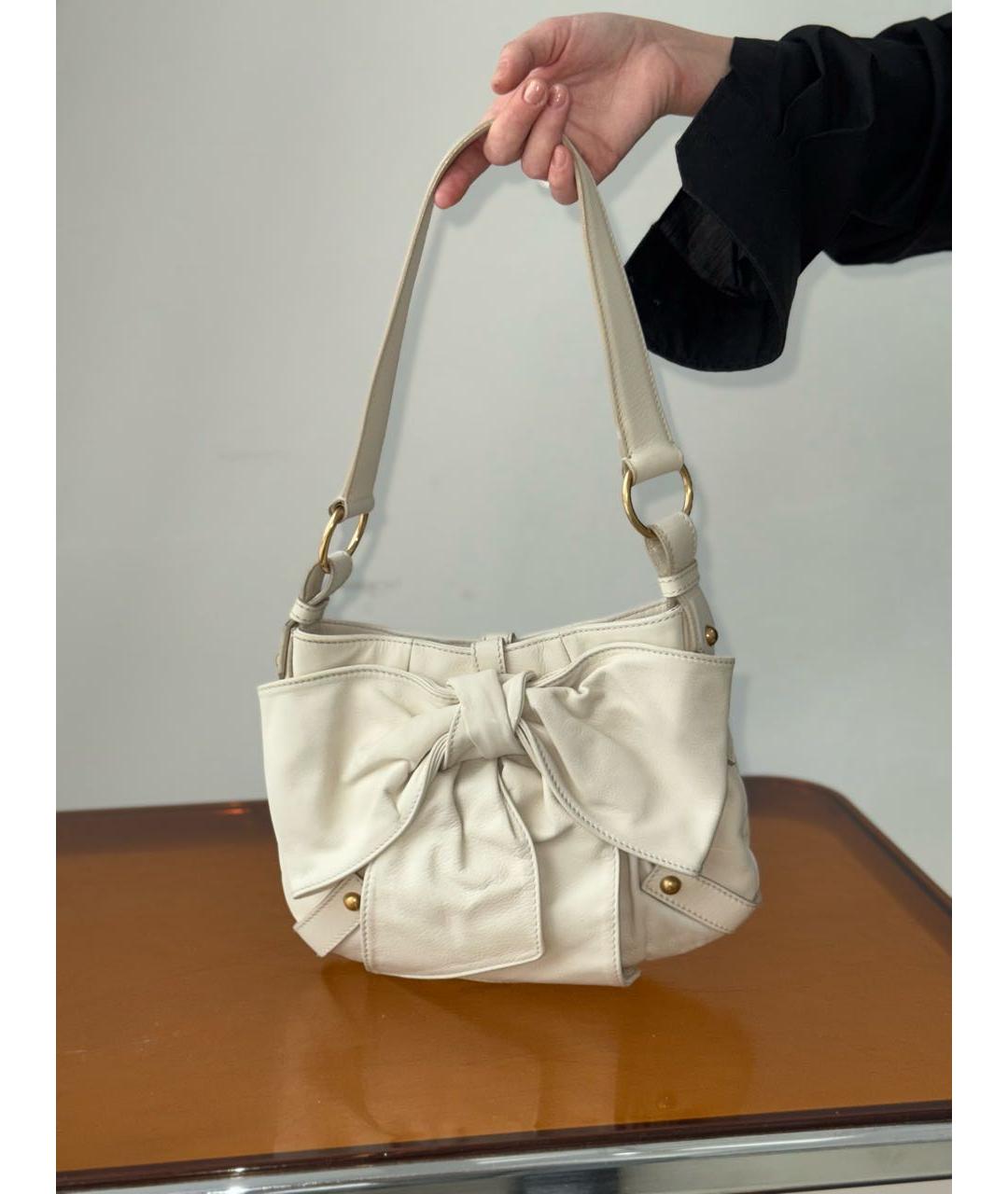 SAINT LAURENT Бежевая кожаная сумка через плечо, фото 9