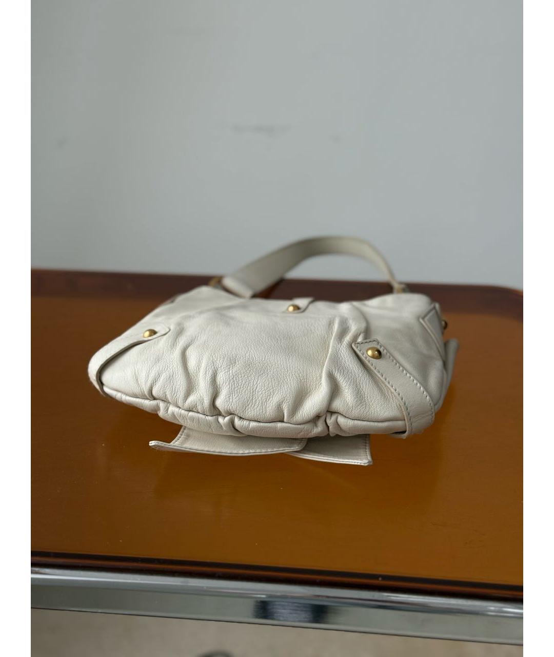 SAINT LAURENT Бежевая кожаная сумка через плечо, фото 5